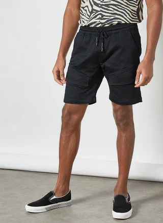 Solid Cargo Shorts Black 