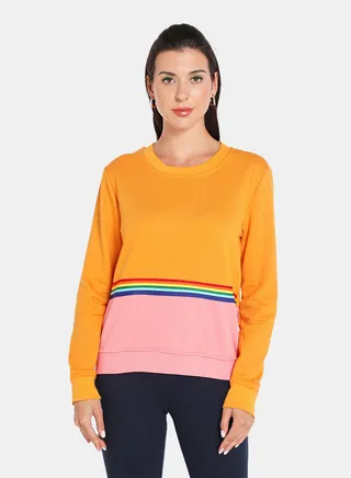Colourblock Striped Pattern Crew Neck Pullover Multicolour 