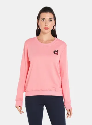 Alphabet Printed Crew Neck Pullover Peach 