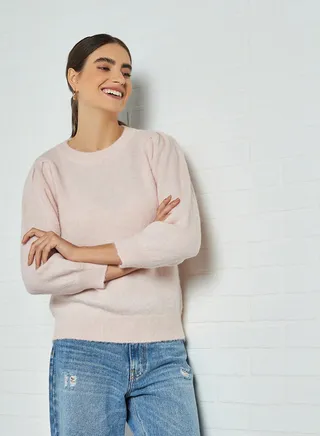 Puff Sleeve Pullover Blushing Bride 