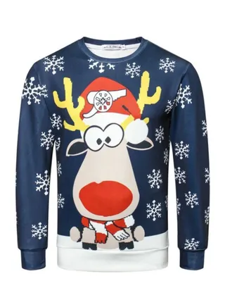 Christmas Printed Pullover Blue/Red/White 