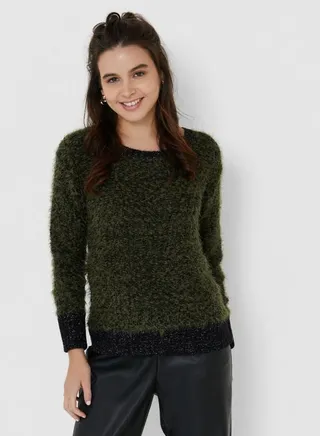 Solid Design Long Sleeves Pullover Olive Night 