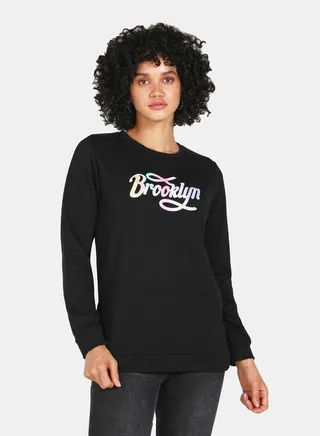 Printed Casual Pullover Black 