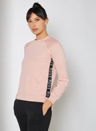 Slogan Print Sweatshirt Pink 