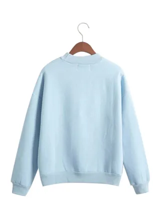 Thicken Warm Long Sleeve Pullover Blue 