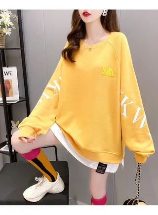 Plus size women's mid-length sweater thin top 