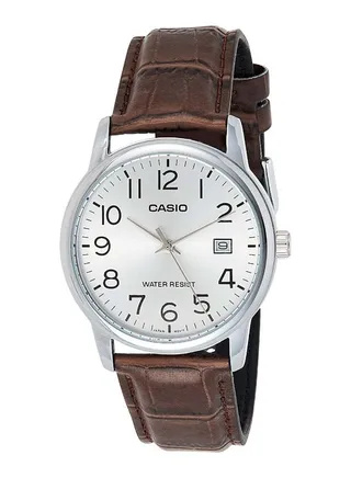 Men's Leather Analog Wrist Watch MTP-V002L-7B2UDF 