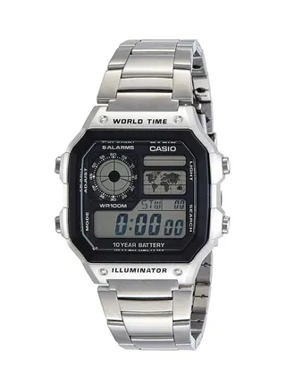 Men's Youth Digital Watch AE-1200WHD-1AVDF - 45 mm - Silver 