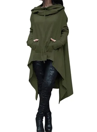 Long Sleeve Hooded Pullover Army Green 