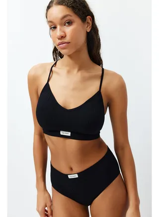 Black Seamless/Seamless Label Detailed Covered Underwear Set 
