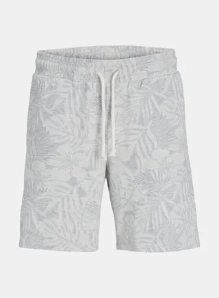 Palm Print Drawcord Waistband Shorts
