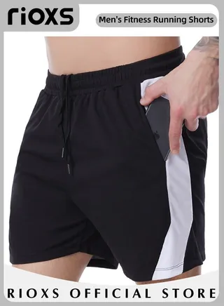 Men's Workout Running Shorts Athletic Elastic Waist Shorts Breathable Quick-Drying Loose Drawstring Short Pants With Pockets 