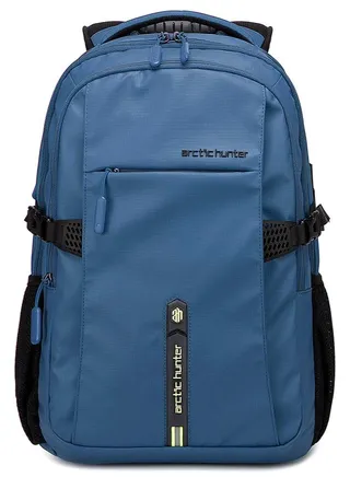 Classic Laptop Travel Backpack, Large Professional Waterproof Bag with USB Charging and Headset Port for Men, Blue 