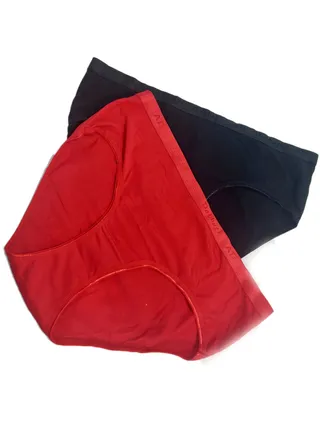 Set of two multicolored women cotton smooth underwear paded panties 