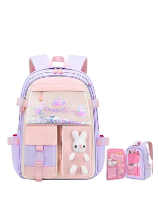 School Bag for Girls Ultralight Children's Backpacks Casual Girls School Backpack Lightweight Students Daypacks Large Capacity Waterproof 1-6 Grade Primary Book Bags for School Trip 