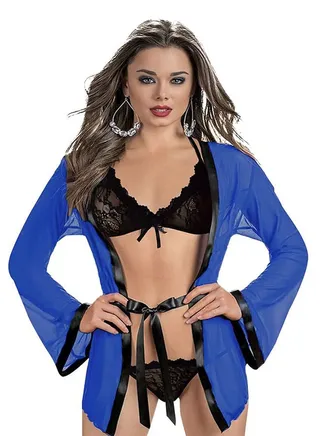 LINGERIE SET BRA AND BANTY AND LACE ROBE 