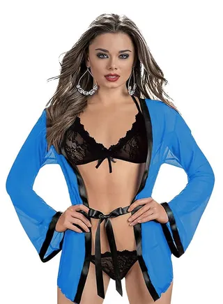 LINGERIE SET BRA AND BANTY AND LACE ROBE 