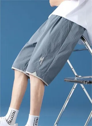Men'S Casual Loose Sports Shorts Simple Lightweight Summer Pocket Beach Pants Quick Drying Shorts With Elastic Drawstring At The Waist 