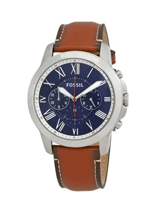 Men's Leather Chronograph Watch FS5210 - 44 mm - Brown 