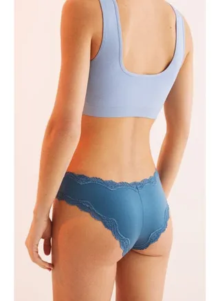 Wide Brazilian microfiber and lace panties 
