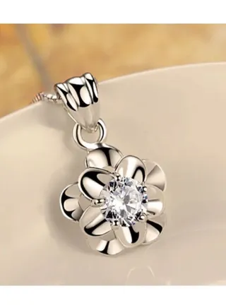 925 Silver Plated Cubic Zirconia Necklace 