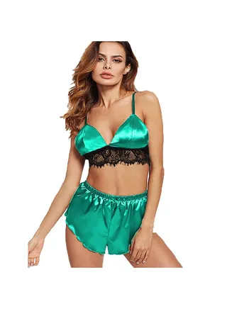 Set of lingerie bra and satin shorts 