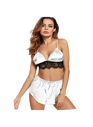 Set of lingerie bra and satin shorts 