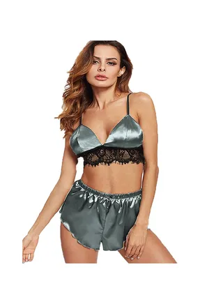 Set of lingerie bra and satin shorts 