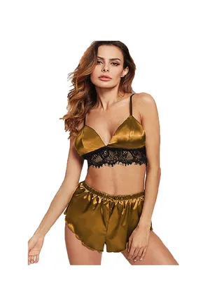 Set of lingerie bra and satin shorts 