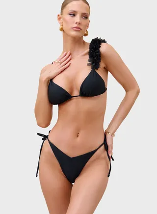 Flower Trimmed Bikini Top