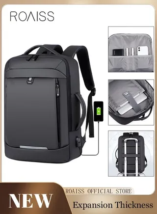 Fits 17 Inch Laptop Backpack Business Backpack 3 in 1 Scalable Capacity College Bookbag For Work School Travel Flight with USB Port Waterproof Casual Computer Daypack for Men Black 
