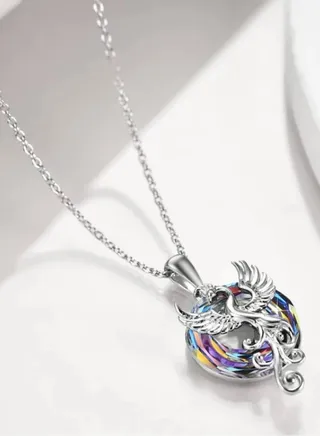 Trendy Silver Plated Necklace For Women With Phoenix Crystal Pendant 