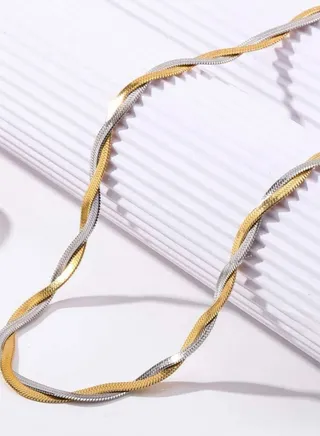 Elegant Stainless Steel Gold & Silver Necklace For Women 