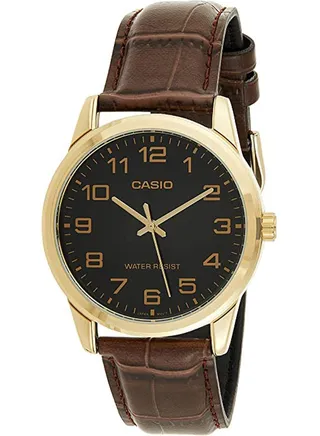 Leather Analog Watch MTP-V001GL-1BUDF 