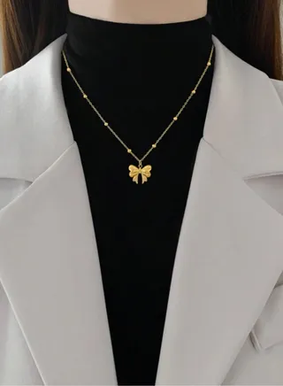 Elegant Stainless Steel Gold Plated Necklace For Women 