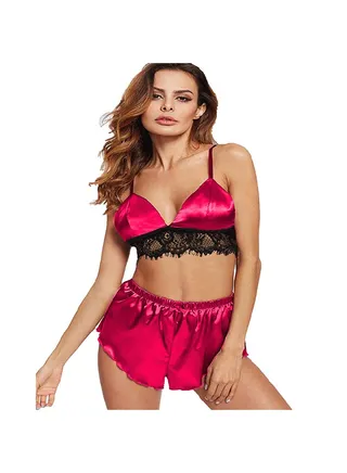 Set of lingerie bra and satin shorts 