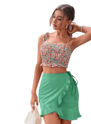 Two-Piece lingerie set Made Of Lycra With A Ruffled Tail 