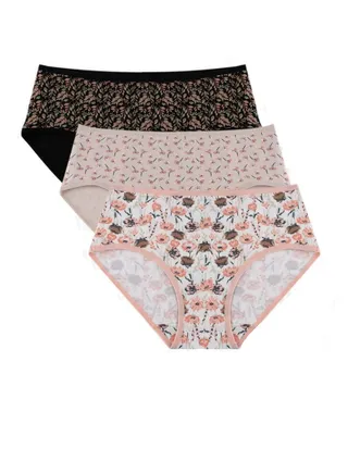 Milk Pack of 3 Printed Brief Underwear For Women 