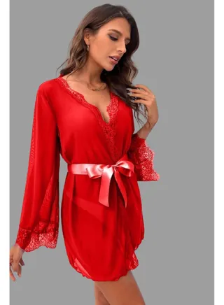 WOMEN'S LINGERIE SET WITH SATIN BELT 