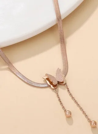 Butterfly Drop Ball Necklace