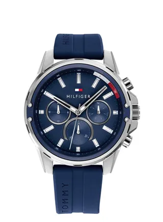 Men's  Round Shape Silicone Strap Analog Wrist Watch 45 mm - Blue - 1791791 