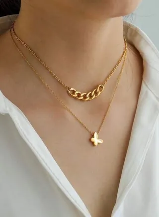 18k Gold Plated Stainless Steel Necklace 