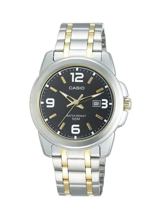 Men's Enticer Stainless Steel Analog Quartz Watch MTP-1314SG-1AVDF - 46 mm - Silver/Gold 