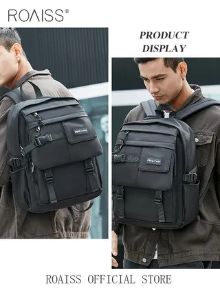 Stylish Large Capacity Travel Backpack with Multi-Layer Convenient Storage Wear-Resistant Solid Color Simple Design Backpack for Travel 
