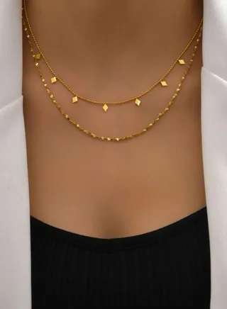 Elegant Stainless Steel Gold Plated Necklace For Women 