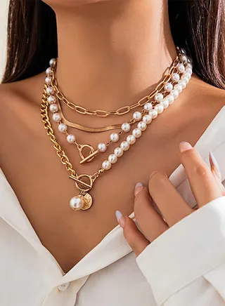 Faux Pearl Layered Necklace