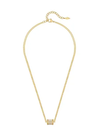Police Barrel Yellow Gold Plated Stainless Steel Ladies Necklace With Crystals - PEJLN0001404 