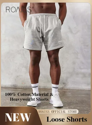 Gym Drawstring High Waist Loose Shorts for Men Casual Breathable Sweat Short Pants with Pockets Five Point Pants for Sports 
