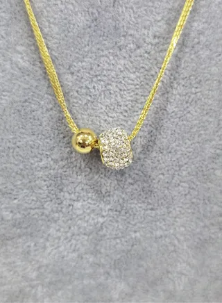 Sterling Silver Zircon Copper Ball Necklace, Light Luxury Niche Collarbone Necklace 