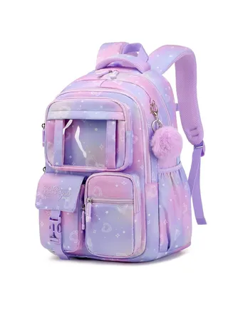 SYOSI Backpack for Kids, School Bag for Girls Lightweight & Multi Compartment School Bag for Teenagers Water Resistant & Large Capacity School Bag (Purple) 
